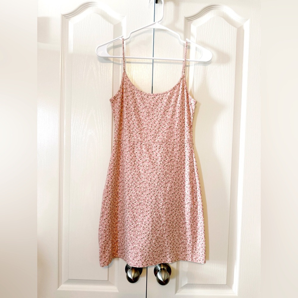 Brandy Melville Floral Spaghetti Straps Mini Dress Size 24 Pink